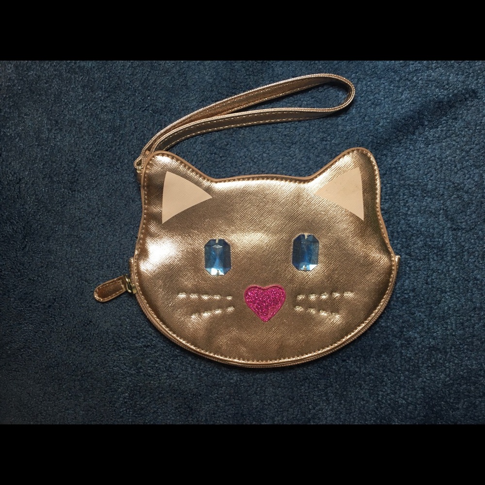 Betsey Johnson Gold Cat Card Wristlet